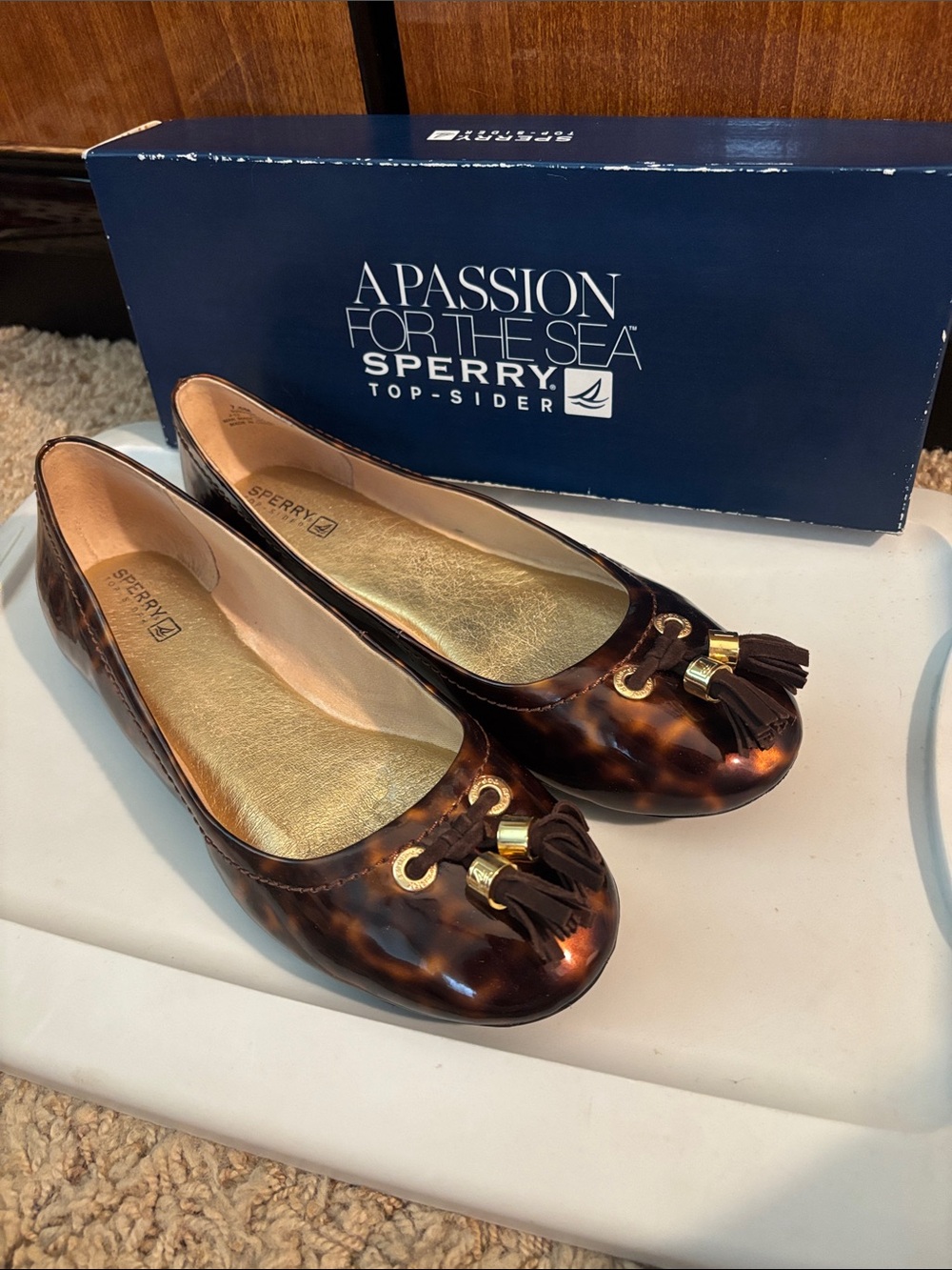Sperry Top-Sider Women's Bliss Tortoise Patent Ballet Flats with Tassel